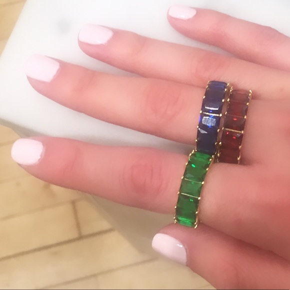 Blue Color Ring Sterling Silver Gold Plated - Picture 2 of 4